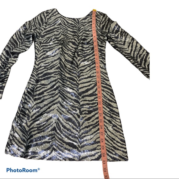 URBAN OUTFITTERS Zebra Sequin Mini Dress Navy Blue S/P - Picture 17 of 17